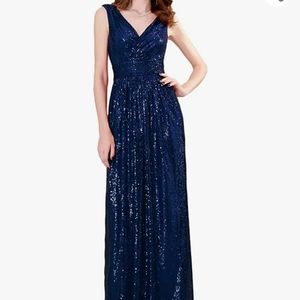 NWT Kate Kasin Women's Formal Sleeveless Sequin Maxi Dress